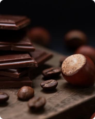 Chocolate nuts and cofee